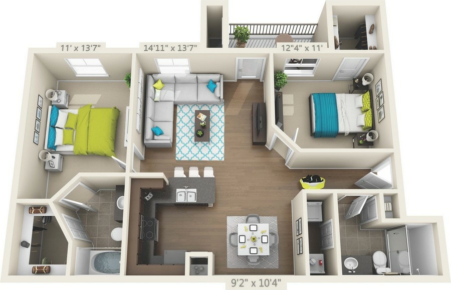 MOSHER.jpg - B2 MOSHER - 2 Bedroom, 2 Bathroom