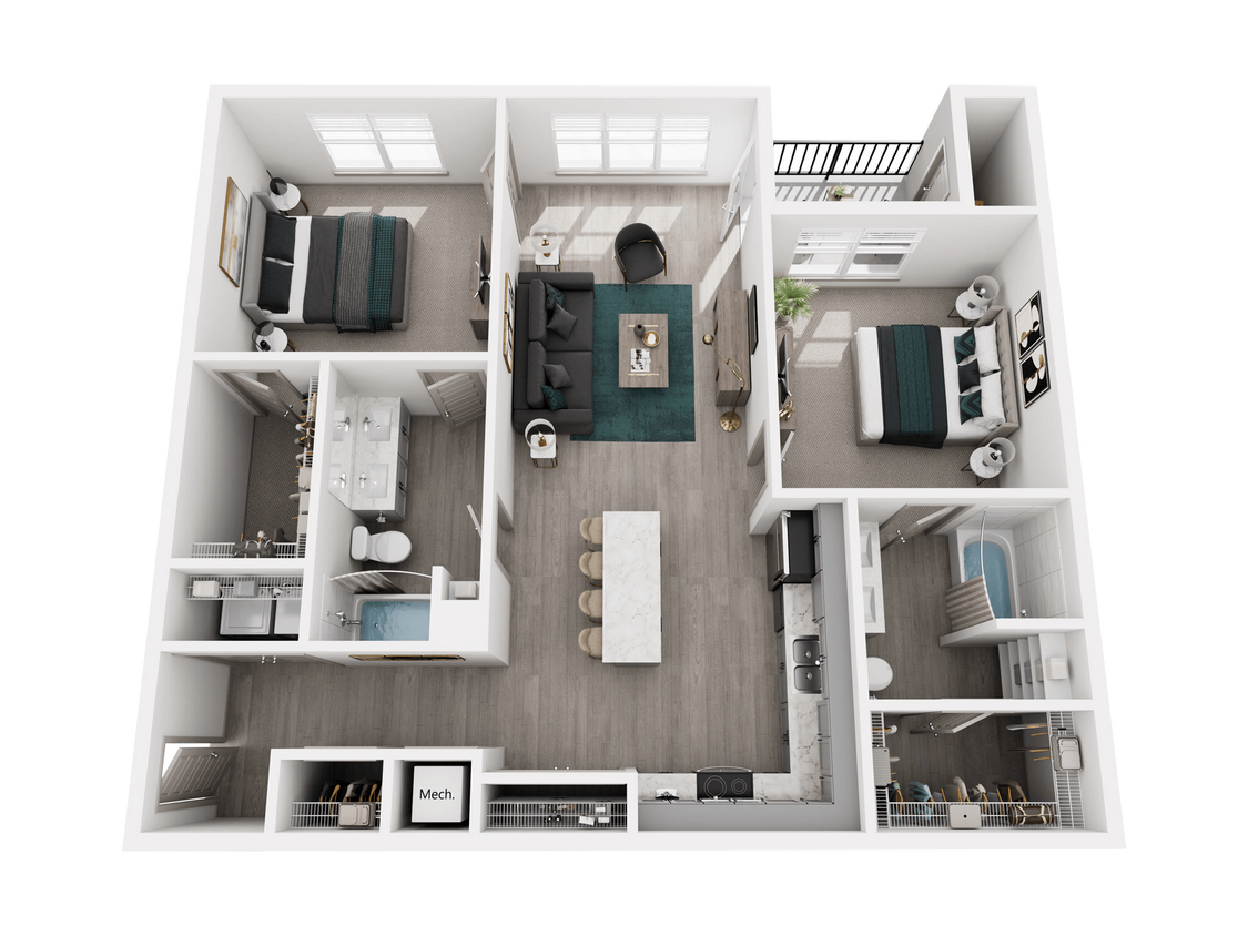 Floor Plan - 2 Bed, 2 Bath