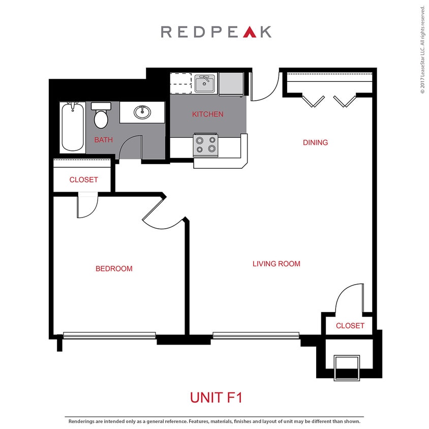 Floor Plan - A3 - 1 Bed / 1 Bath (745 sf)