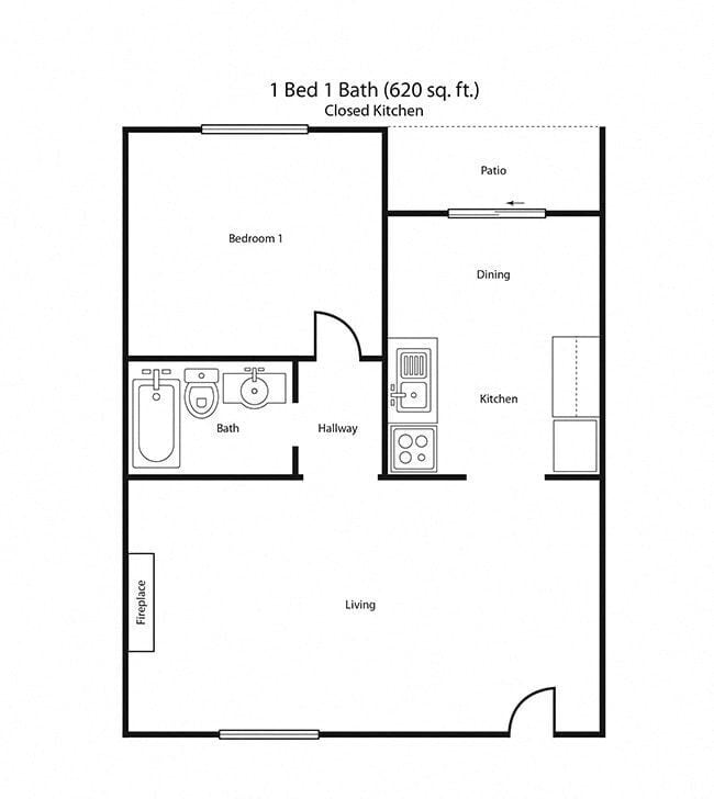 Floor Plan - 1X1PR