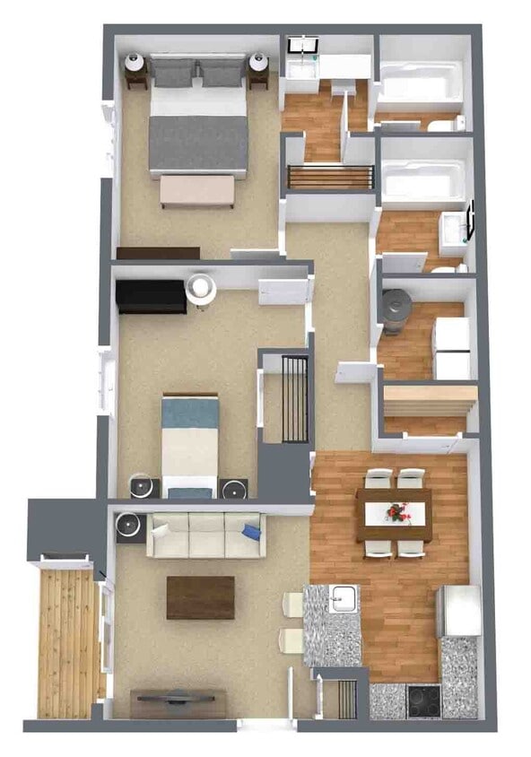 Floor Plan - 2 Bedroom 2 Bath
