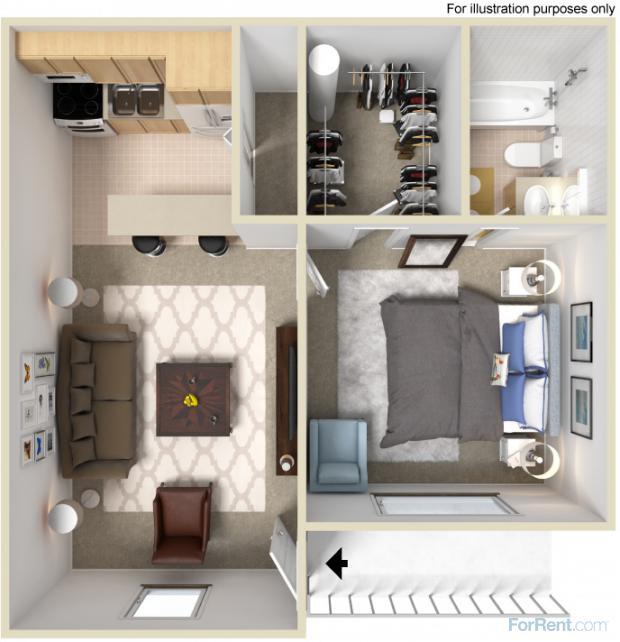 1bed /1Bath Jr- Floorplan - JR One Bedroom