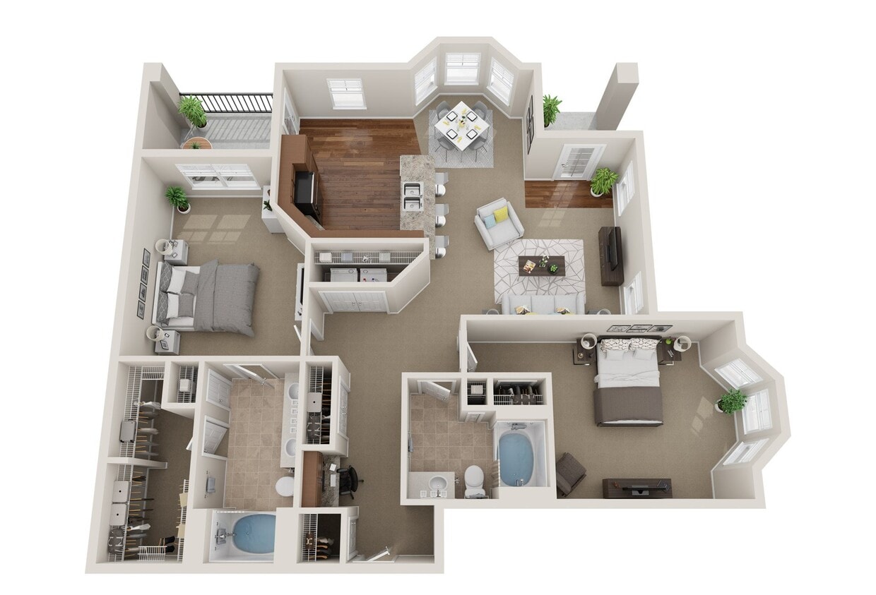 Floor Plan - 2BR 2BA (1477 SF)