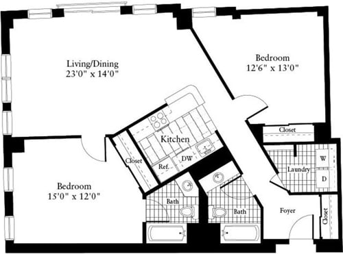 Floor Plan - 2 Bedrooms U