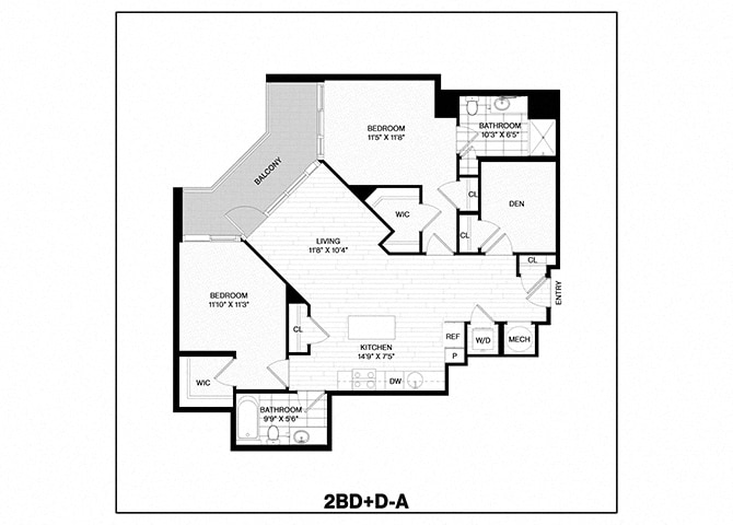 Floor Plan - 2 Bed/2 Bath Den-A