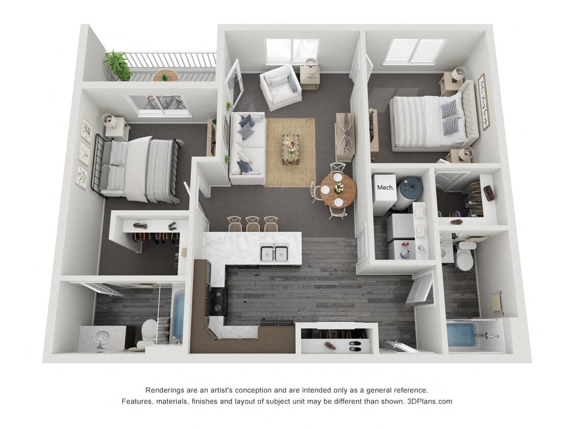 Floor Plan - 2 Bedrooms, 2 Bathrooms