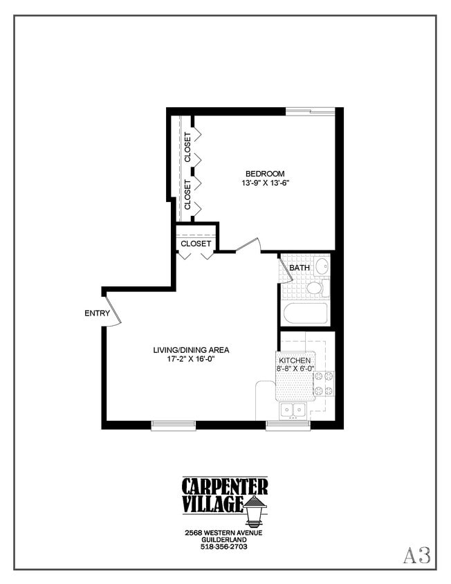 1 Bedroom, 1 Bath w/ Kitchen Remodel - A-KR