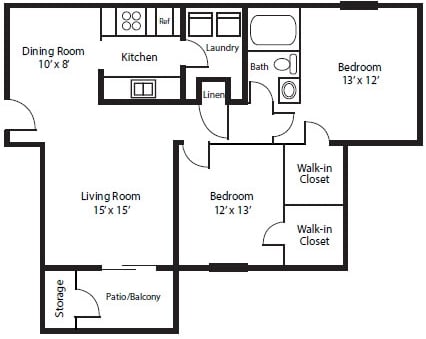 2BR/1BA - The Mahogany