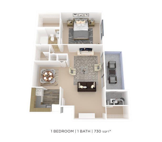 Floor Plan - One Bedroom-730 sqft