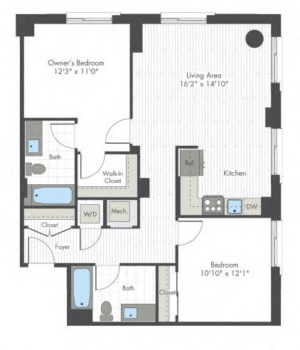 Floor Plan - 2 Bed/2 Bath-M