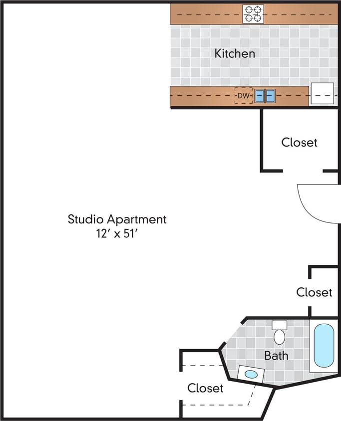 Floor Plan - 1 Bedroom - 13 Tier