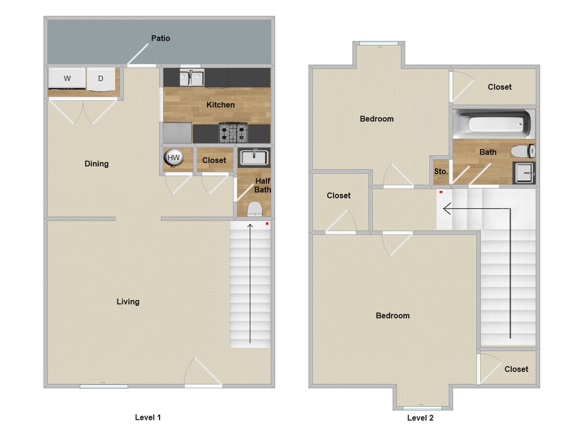 Floor Plan - Modern Remodeled 2 Bedroom Townhomes | Pool, Do...