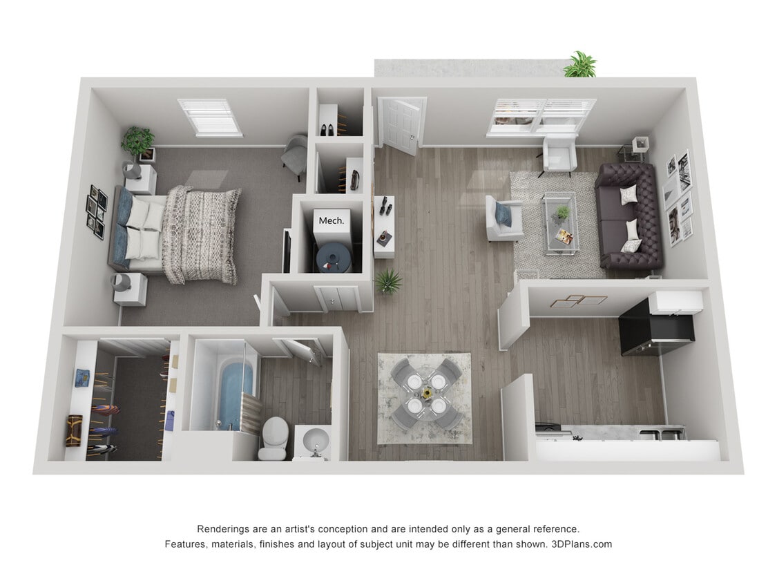 Floor Plan - 1x1 Windamere Standard -Call For Availability