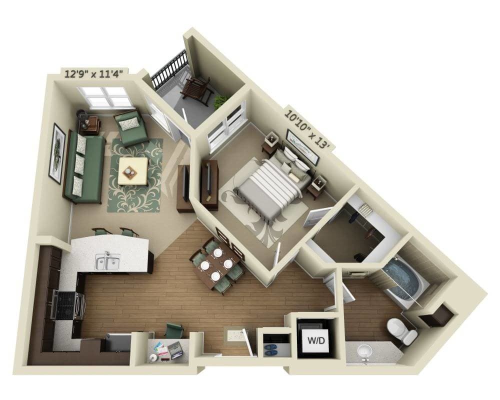 Floor Plan - One Bedroom A1A-MMR