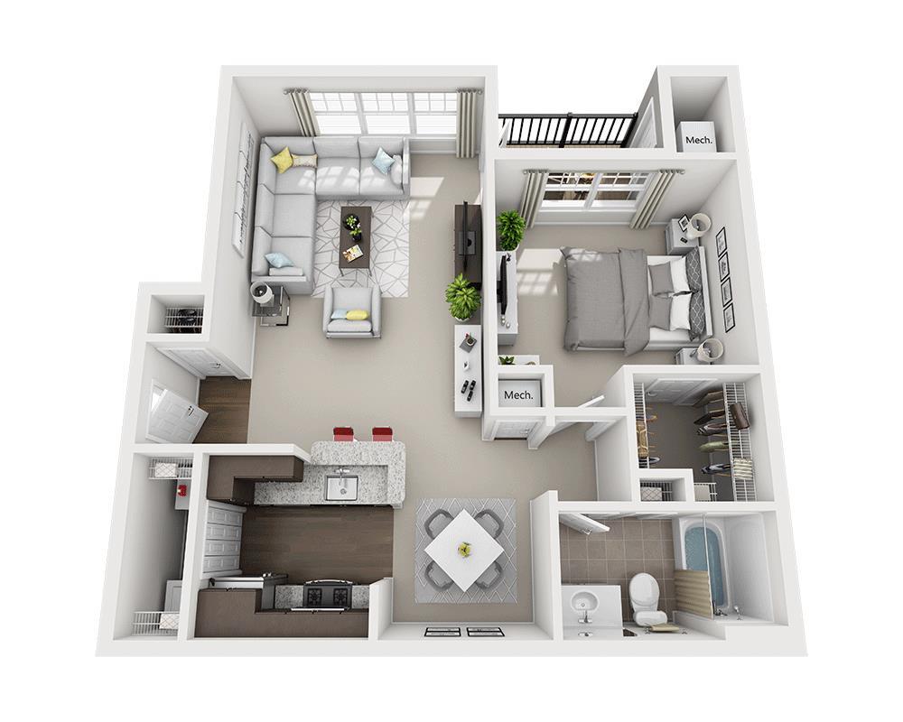 Floor Plan - One Bedroom A1B