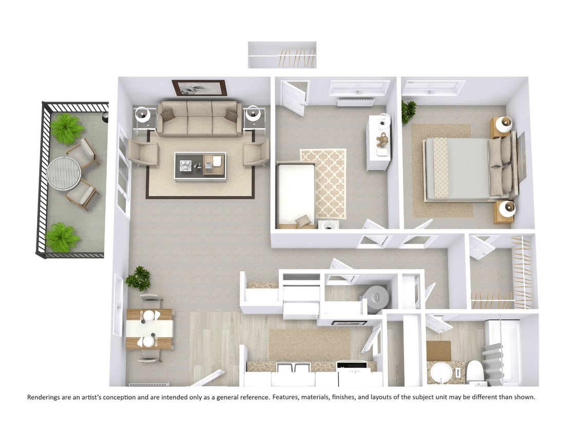 Floor Plan - 2 Bed | 1 Bath | 756 sq ft