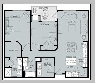 2x2 - ABC 2 Bedroom 2 Bath
