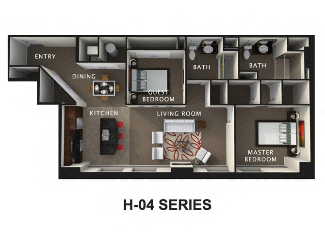 Floor Plan - 2 Bed 2 Bath