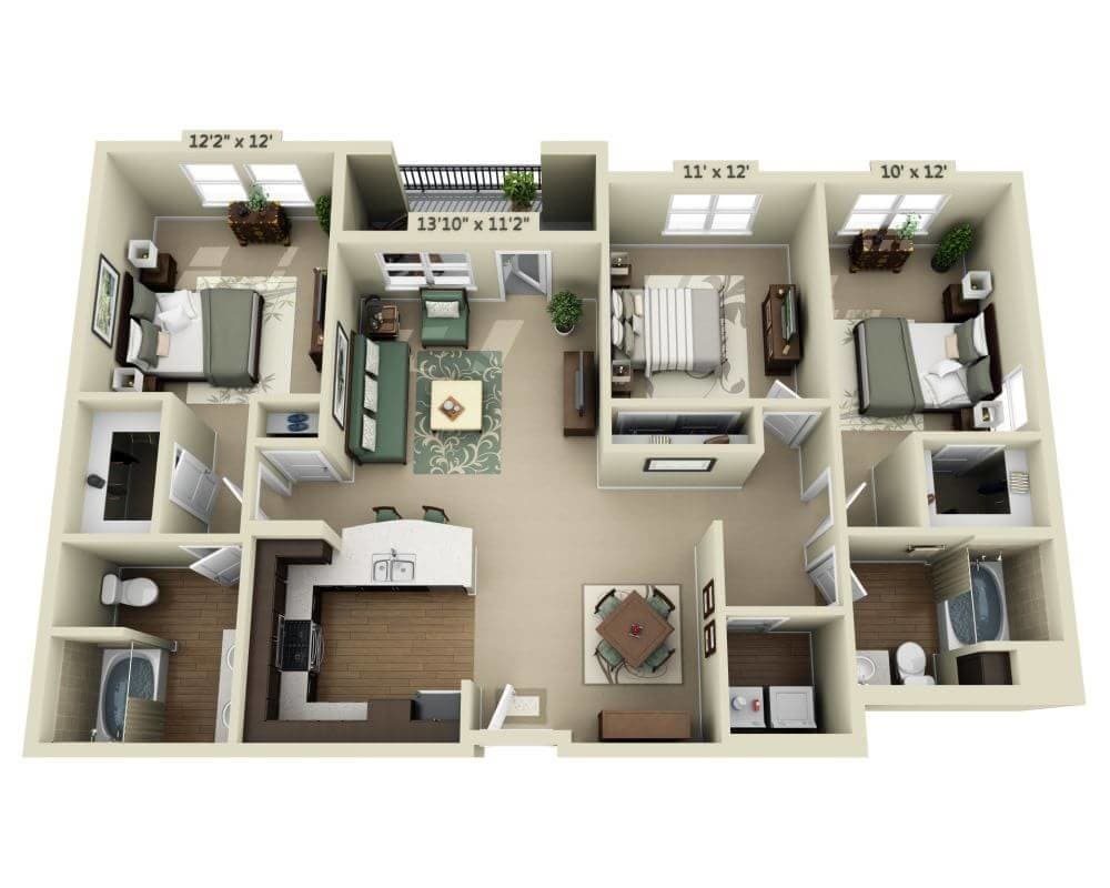 Floor Plan - Three Bedroom C2B