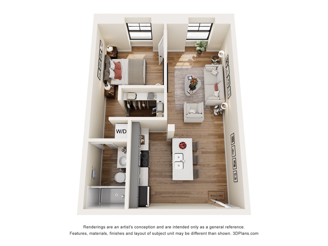 1 Bedroom Penthouse Floorplan w/ private outdoor patio - Penthouse - 1 Bedroom