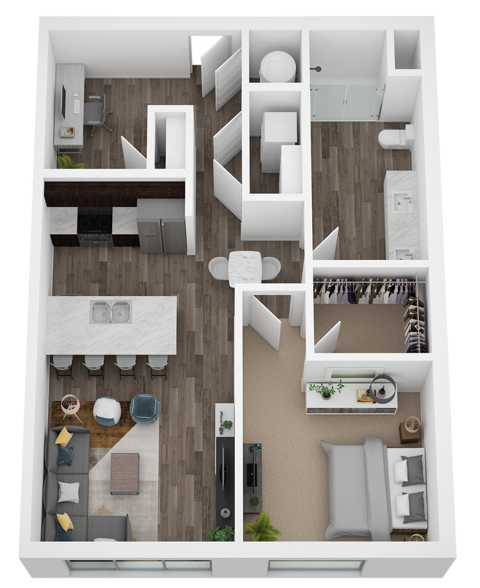 1Bd 1BA DEN No Balcony.png - One Bed/One Bath/Den