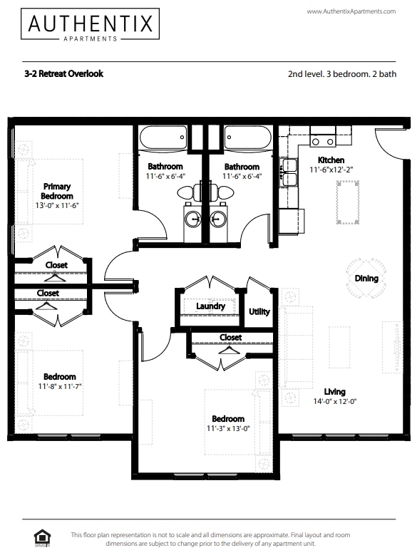Floor Plan - 3-2 BR Retreat Overlook