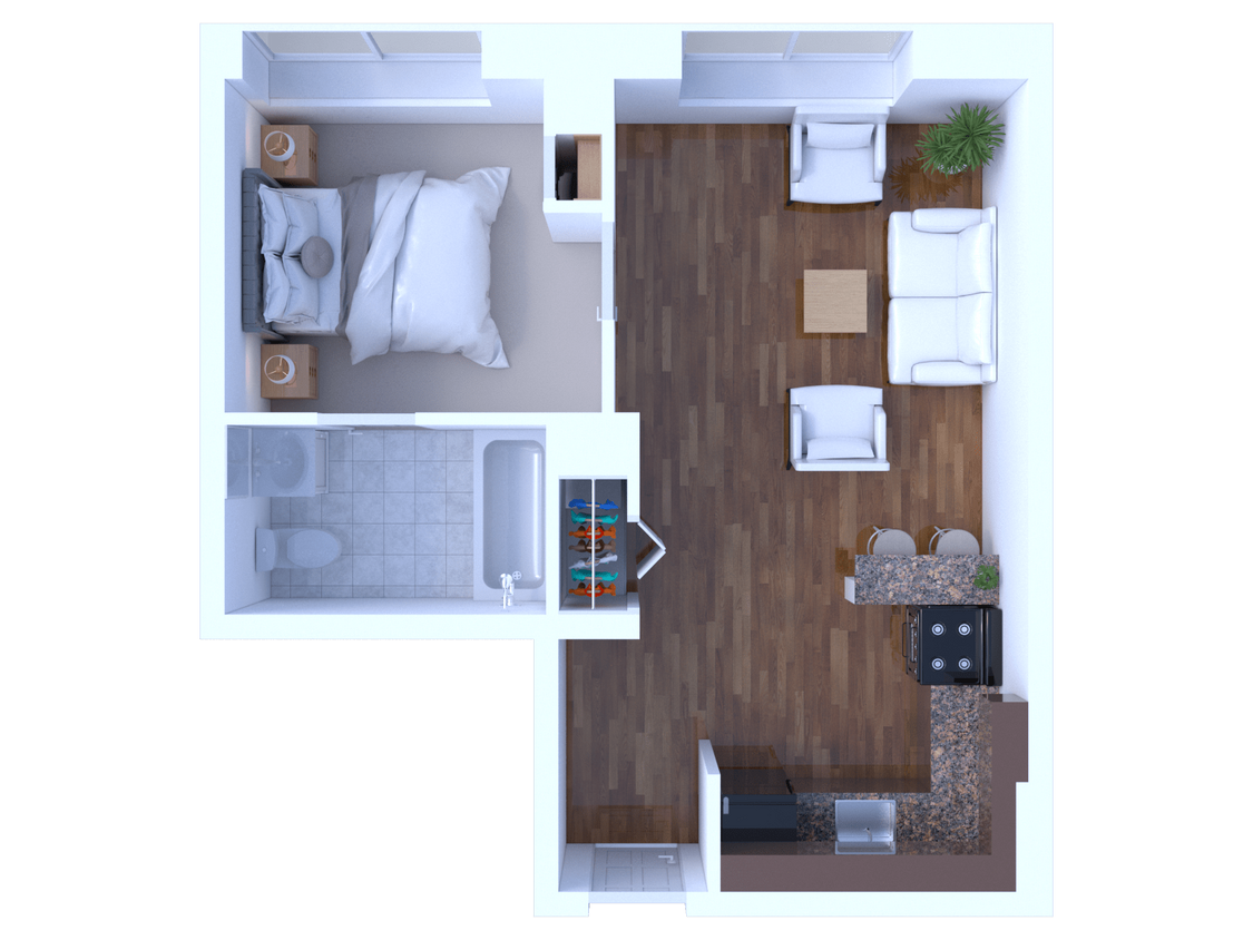Floor Plan - 1 Bedroom Floor Plan A1
