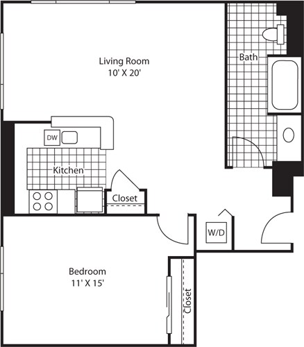 Floor Plan - One Bedroom 802 Unit 540