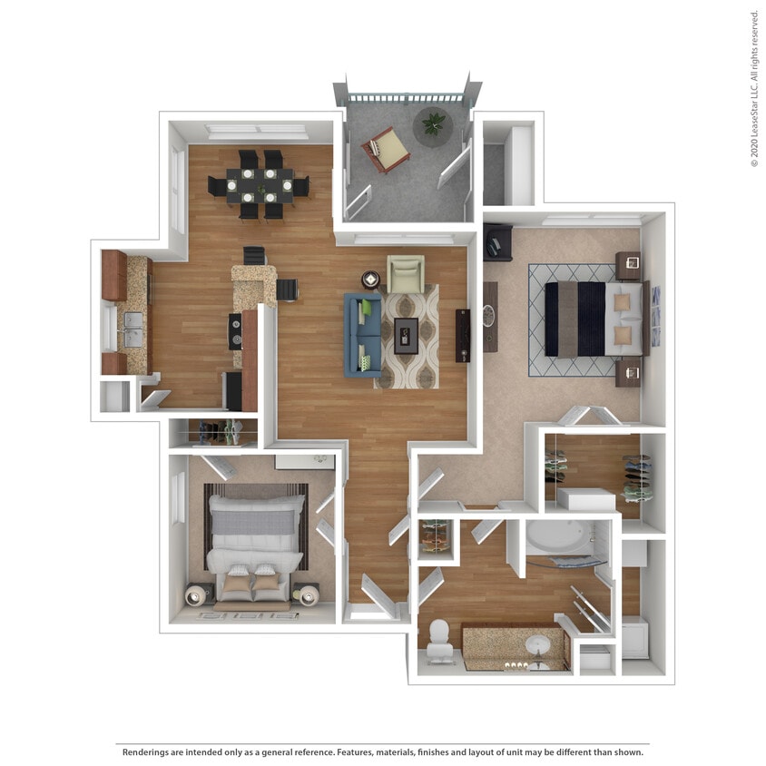 Floor Plan - 2 Bed 1 Bath 1006 SqFt (919 Net)