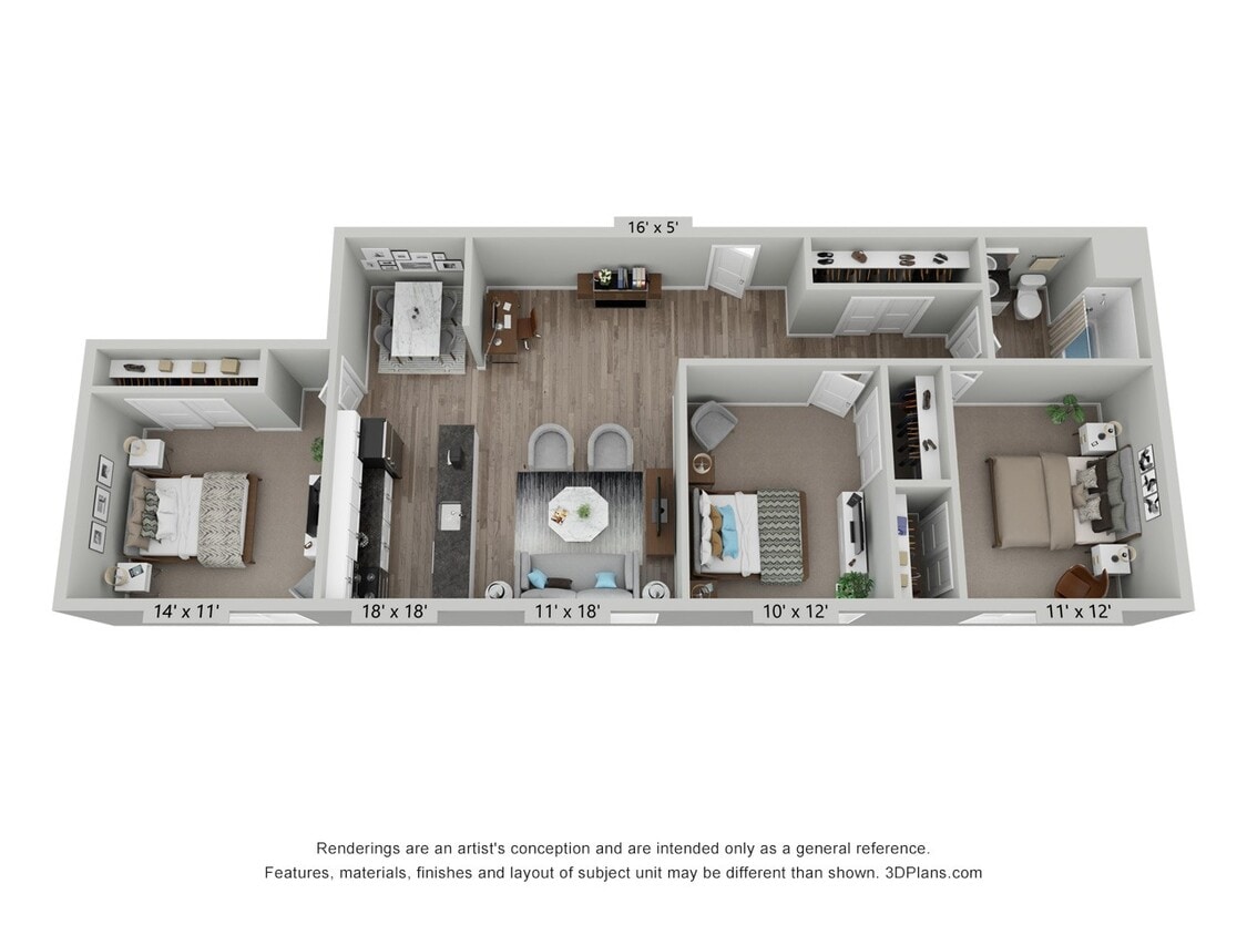 Floor Plan - Springwood Three Bed Flat
