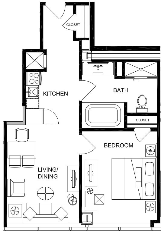 Floor Plan - 1 Bedroom with Premium View and Whirlpool