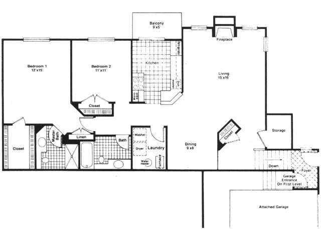 2BR/2BA - 2 bedroom, 2 bath w/attached garage (C2)