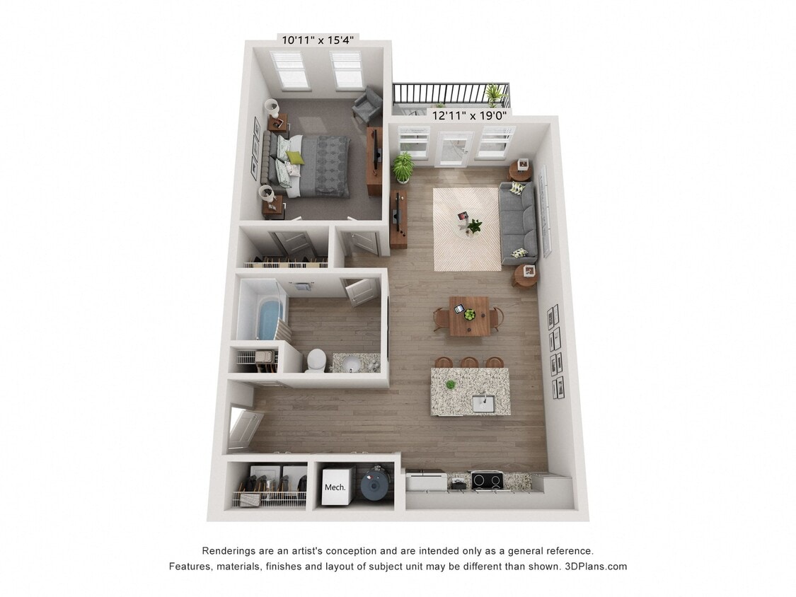 Floor Plan - 1 Bed 1 Bath