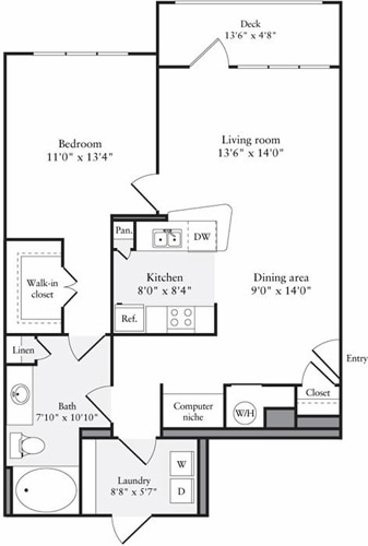 Floor Plan - 1 Bedroom B