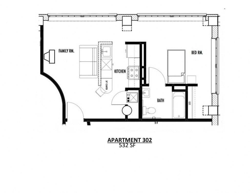 Floor Plan - 1 Bedroom 1 Bath