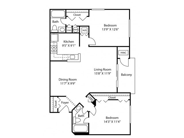 Two Bedroom Two Bath (1013 SF) - Two Bedroom Two Bath (1013 SF)