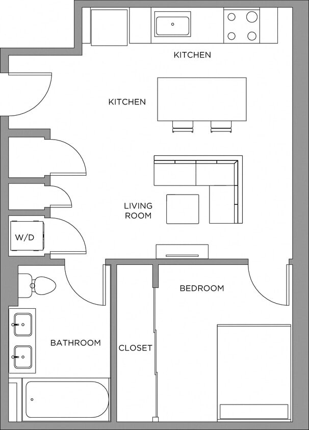Floor Plan - 1 Bed/1 Bath-680b