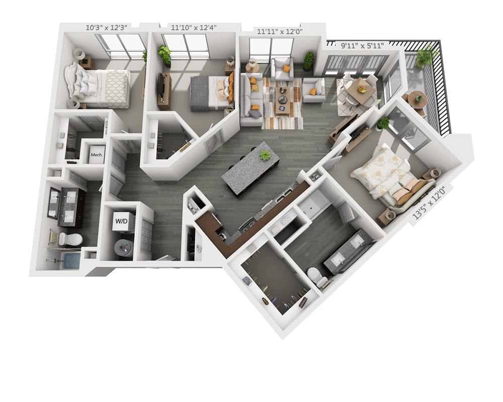 Floor Plan - Three Bedroom C2B