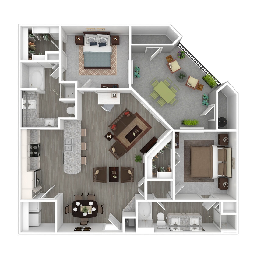 Floor Plan - 2 Bed 2 Bath 1654 SF (1353 Net)