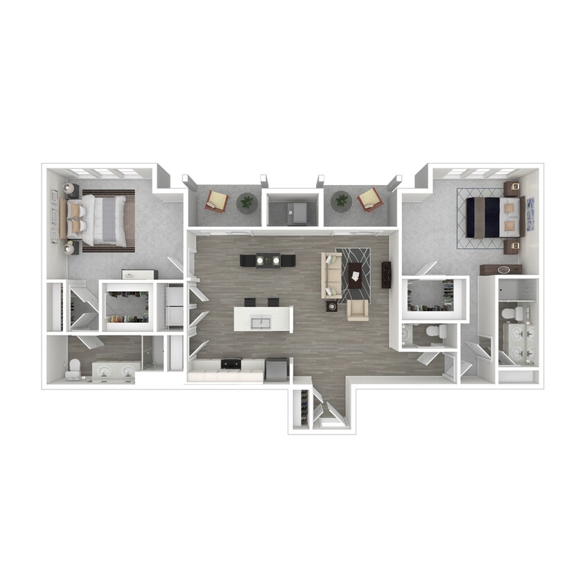 Floor Plan - Two Bedroom  1,392 SQFT (elevator buildi