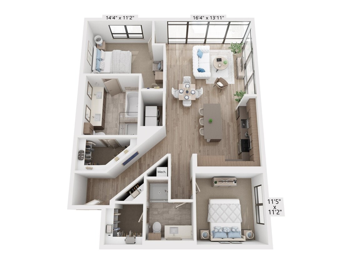 Floor Plan - 2x2 b20.d