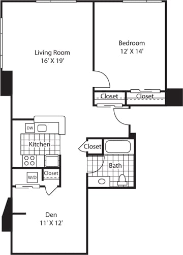 Floor Plan - One Bedroom 978 B