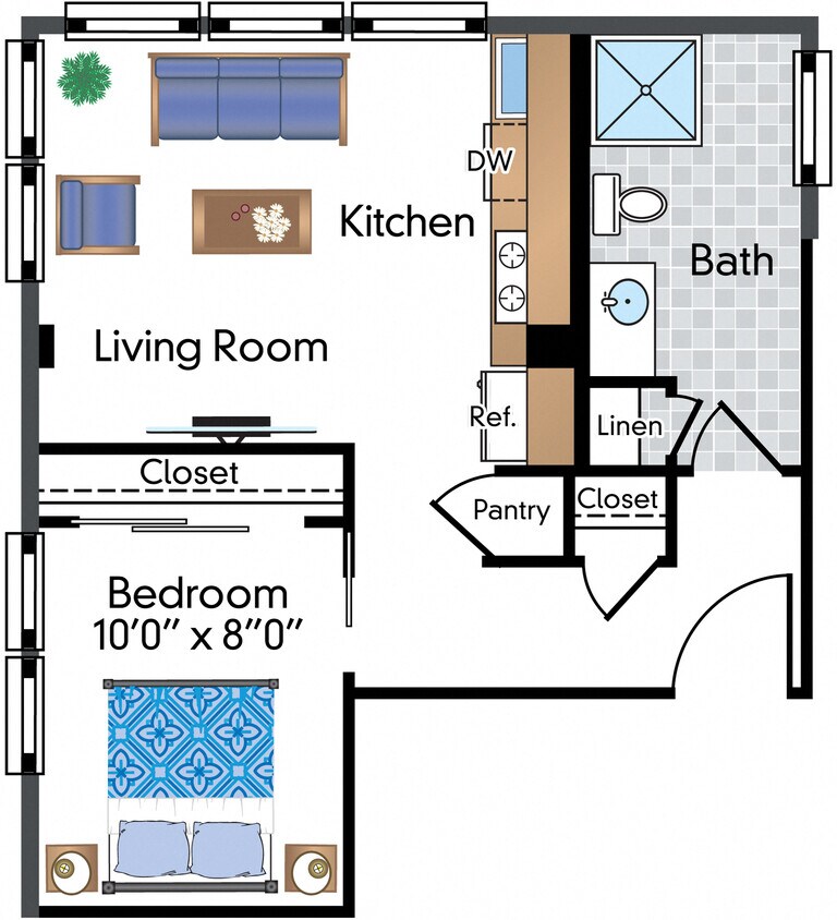 Floor Plan - Renovated 1 Bedroom 03 Tier