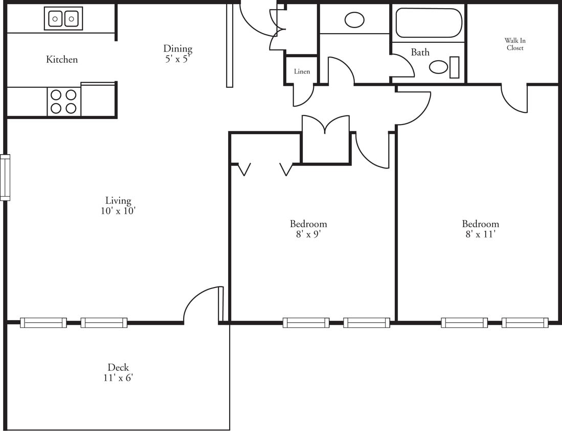 Floor Plan - Terraces - 2 Bed, 1 Bath