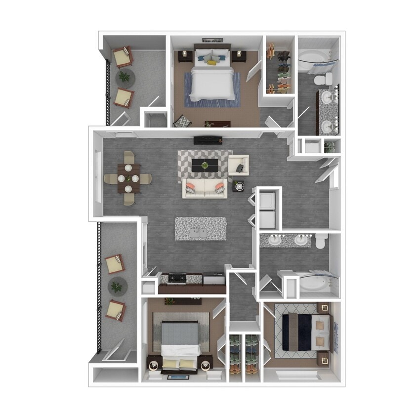 Floor Plan - 3 Bed 2 Bath 1518 SqFt (1287 Net)