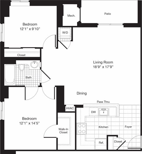 Floor Plan - 2 Bedrooms X
