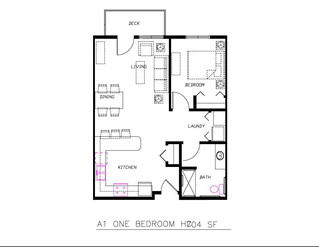 Floor Plan - 1 Bedroom and 1 Bath