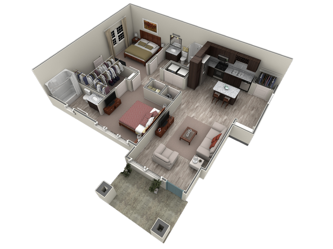 Floor Plan - 2 BR Designer Courtyard Garage