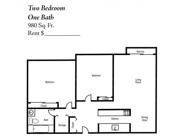 Floor Plan - Two Bedroom One Bath