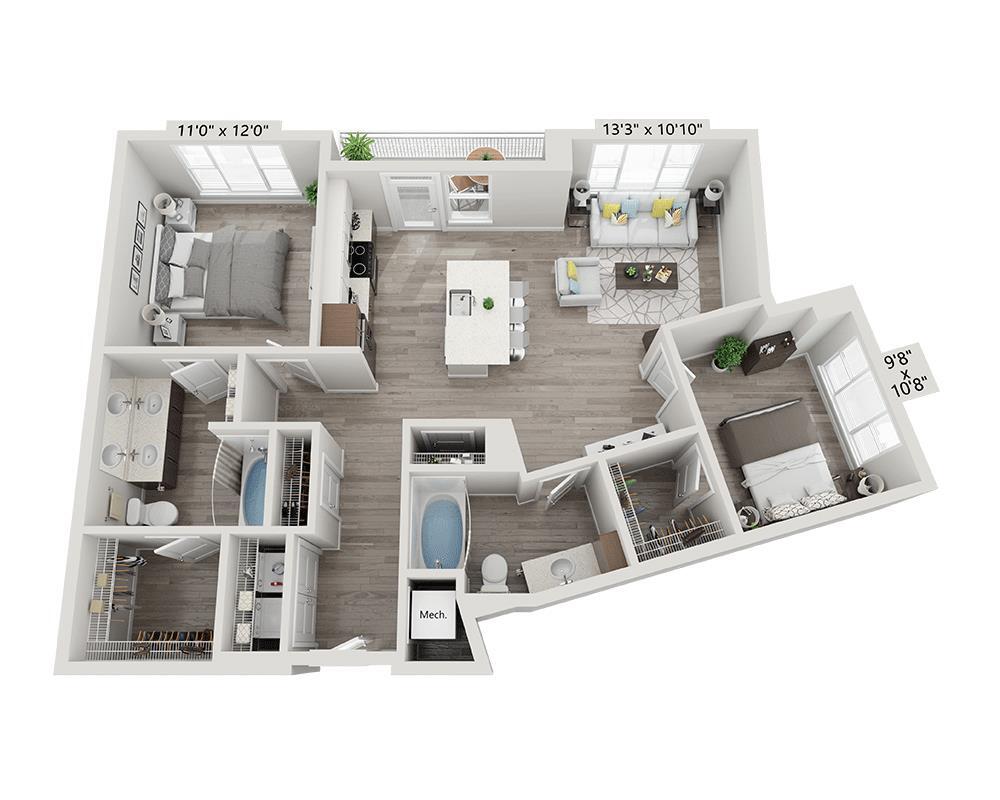 Floor Plan - Two Bedroom B2D